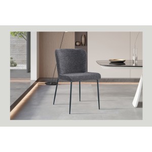 Lot de 2 chaises LISE – Tissu gris foncé – Pieds métal – Confort moderne – Design sobre et élégant 