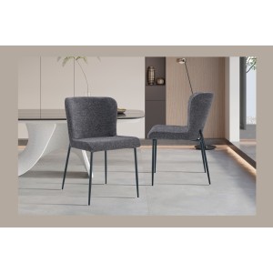 Lot de 2 chaises LISE – Tissu gris foncé – Pieds métal – Confort moderne – Design sobre et élégant 