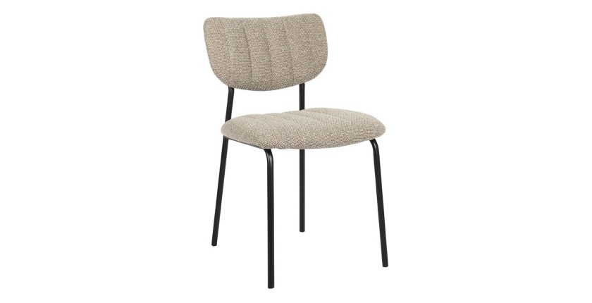 Lot de 2 chaises NORAYA – Tissu brun – Design épuré – Pieds métal – Confort compact et chaleureux 