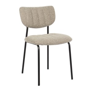 Lot de 2 chaises NORAYA – Tissu brun – Design épuré – Pieds métal – Confort compact et chaleureux 