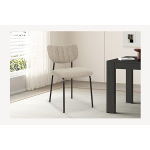 Lot de 2 chaises NORAYA – Tissu brun – Design épuré – Pieds métal – Confort compact et chaleureux 