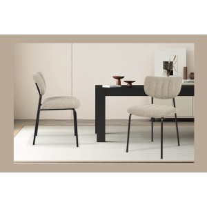 Lot de 2 chaises NORAYA – Tissu brun – Design épuré – Pieds métal – Confort compact et chaleureux 