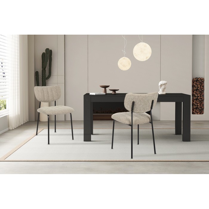 Lot de 2 chaises NORAYA – Tissu brun – Design épuré – Pieds métal – Confort compact et chaleureux 