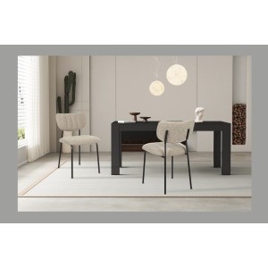 Lot de 2 chaises NORAYA – Tissu brun – Design épuré – Pieds métal – Confort compact et chaleureux 