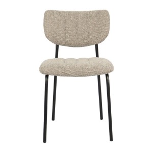 Lot de 2 chaises NORAYA – Tissu brun – Design épuré – Pieds métal – Confort compact et chaleureux 