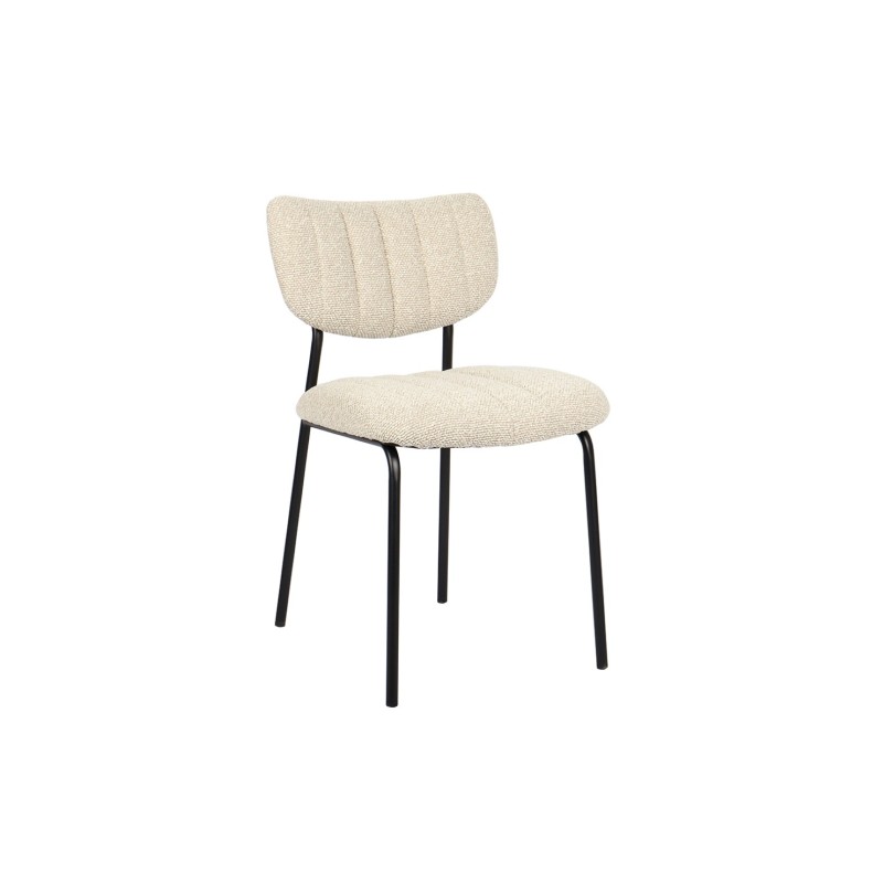 Lot de 2 chaises NORAYA – Tissu beige – Pieds métal – Design compact – Élégance naturelle et épurée 