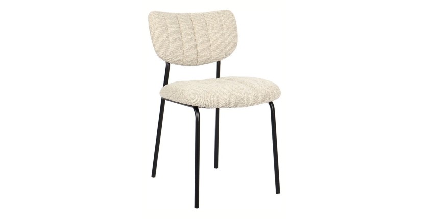 Lot de 2 chaises NORAYA – Tissu beige – Pieds métal – Design compact – Élégance naturelle et épurée 