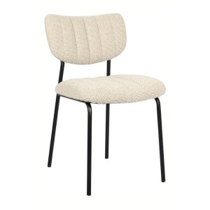 Lot de 2 chaises NORAYA – Tissu beige – Pieds métal – Design compact – Élégance naturelle et épurée 