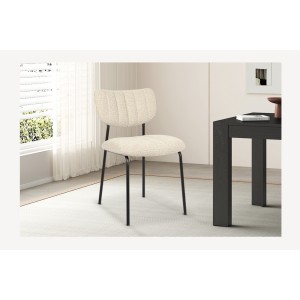 Lot de 2 chaises NORAYA – Tissu beige – Pieds métal – Design compact – Élégance naturelle et épurée 