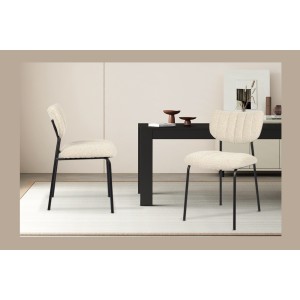 Lot de 2 chaises NORAYA – Tissu beige – Pieds métal – Design compact – Élégance naturelle et épurée 