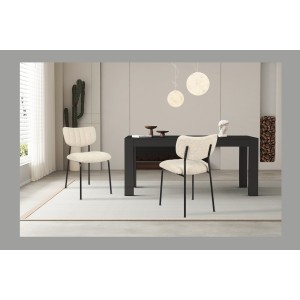 Lot de 2 chaises NORAYA – Tissu beige – Pieds métal – Design compact – Élégance naturelle et épurée 