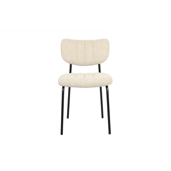 Lot de 2 chaises NORAYA – Tissu beige – Pieds métal – Design compact – Élégance naturelle et épurée 