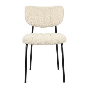 Lot de 2 chaises NORAYA – Tissu beige – Pieds métal – Design compact – Élégance naturelle et épurée 