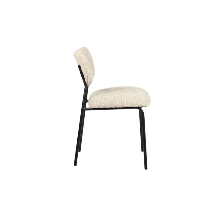 Lot de 2 chaises NORAYA – Tissu beige – Pieds métal – Design compact – Élégance naturelle et épurée 