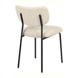 Lot de 2 chaises NORAYA – Tissu beige – Pieds métal – Design compact – Élégance naturelle et épurée 