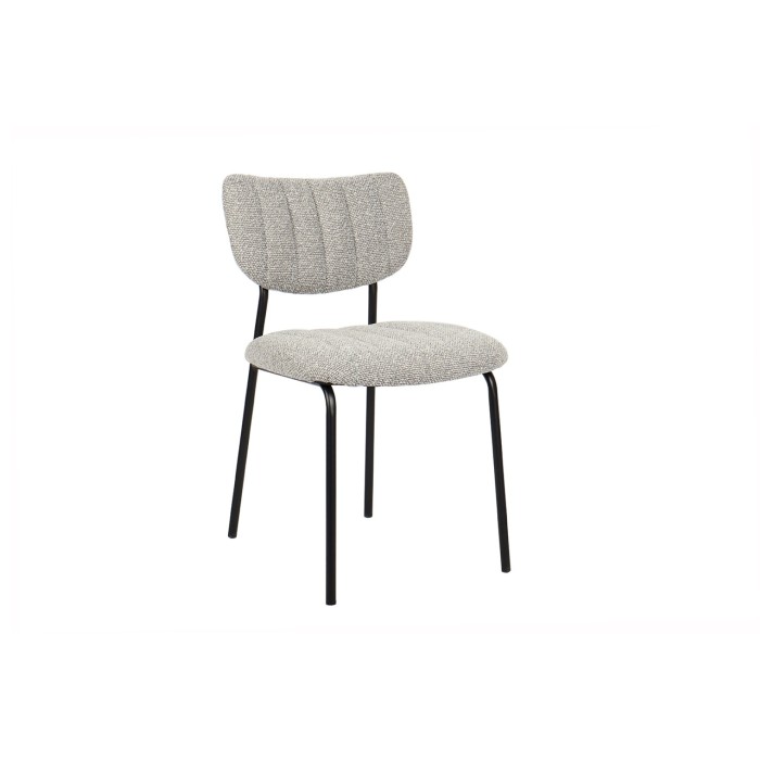 Lot de 2 chaises NORAYA – Tissu gris clair – Pieds métal – Design compact – Élégance moderne et épurée 