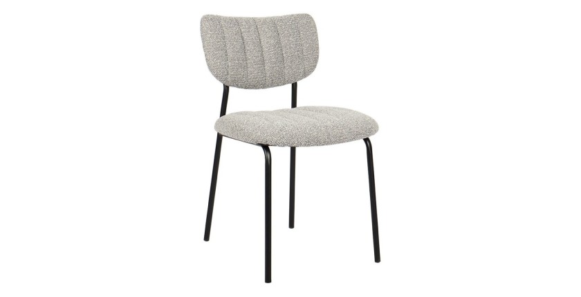 Lot de 2 chaises NORAYA – Tissu gris clair – Pieds métal – Design compact – Élégance moderne et épurée 