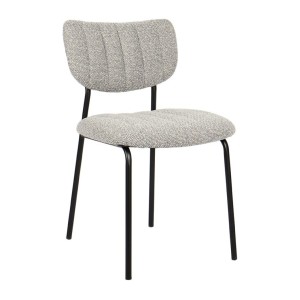 Lot de 2 chaises NORAYA – Tissu gris clair – Pieds métal – Design compact – Élégance moderne et épurée 