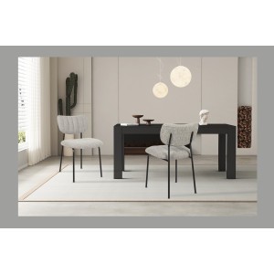 Lot de 2 chaises NORAYA – Tissu gris clair – Pieds métal – Design compact – Élégance moderne et épurée 