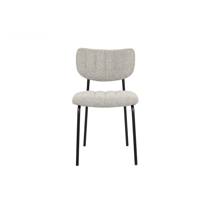 Lot de 2 chaises NORAYA – Tissu gris clair – Pieds métal – Design compact – Élégance moderne et épurée 