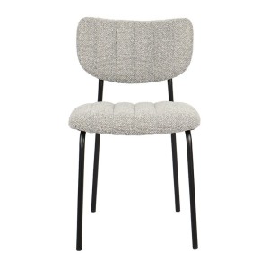 Lot de 2 chaises NORAYA – Tissu gris clair – Pieds métal – Design compact – Élégance moderne et épurée 