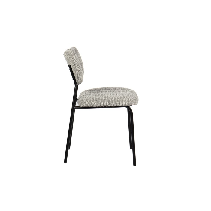 Lot de 2 chaises NORAYA – Tissu gris clair – Pieds métal – Design compact – Élégance moderne et épurée 
