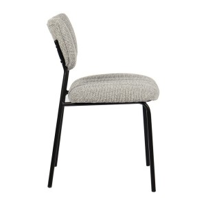 Lot de 2 chaises NORAYA – Tissu gris clair – Pieds métal – Design compact – Élégance moderne et épurée 
