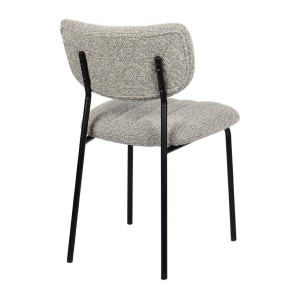 Lot de 2 chaises NORAYA – Tissu gris clair – Pieds métal – Design compact – Élégance moderne et épurée 