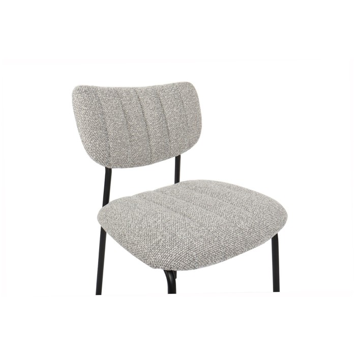 Lot de 2 chaises NORAYA – Tissu gris clair – Pieds métal – Design compact – Élégance moderne et épurée 
