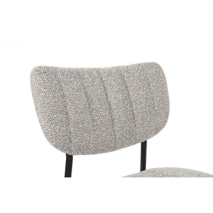 Lot de 2 chaises NORAYA – Tissu gris clair – Pieds métal – Design compact – Élégance moderne et épurée 