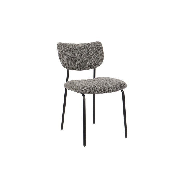 Lot de 2 chaises NORAYA – Tissu gris foncé – Design compact – Pieds métal – Élégance contemporaine 