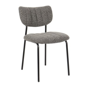 Lot de 2 chaises NORAYA – Tissu gris foncé – Design compact – Pieds métal – Élégance contemporaine 