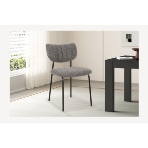 Lot de 2 chaises NORAYA – Tissu gris foncé – Design compact – Pieds métal – Élégance contemporaine 