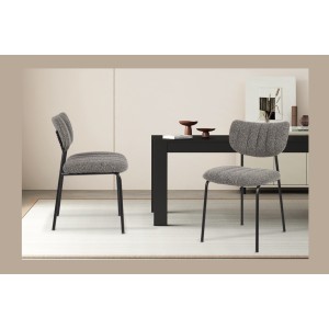 Lot de 2 chaises NORAYA – Tissu gris foncé – Design compact – Pieds métal – Élégance contemporaine 