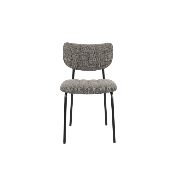 Lot de 2 chaises NORAYA – Tissu gris foncé – Design compact – Pieds métal – Élégance contemporaine 