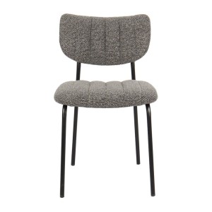 Lot de 2 chaises NORAYA – Tissu gris foncé – Design compact – Pieds métal – Élégance contemporaine 
