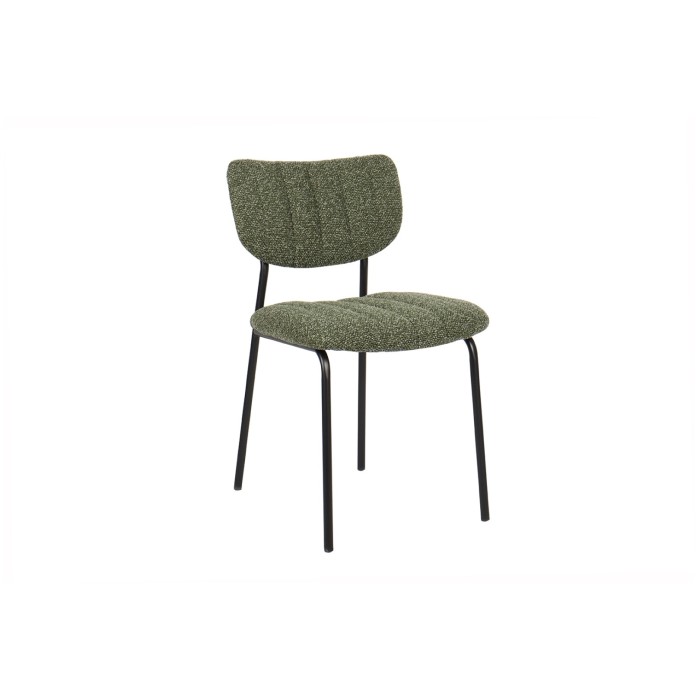 Lot de 2 chaises NORAYA – Tissu vert – Design compact – Pieds métal – Élégance naturelle et moderne 