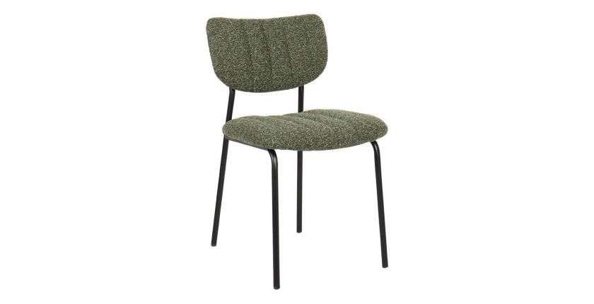 Lot de 2 chaises NORAYA – Tissu vert – Design compact – Pieds métal – Élégance naturelle et moderne 