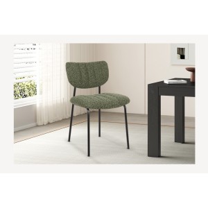 Lot de 2 chaises NORAYA – Tissu vert – Design compact – Pieds métal – Élégance naturelle et moderne 