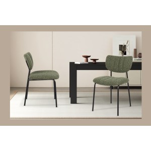 Lot de 2 chaises NORAYA – Tissu vert – Design compact – Pieds métal – Élégance naturelle et moderne 