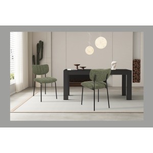 Lot de 2 chaises NORAYA – Tissu vert – Design compact – Pieds métal – Élégance naturelle et moderne 