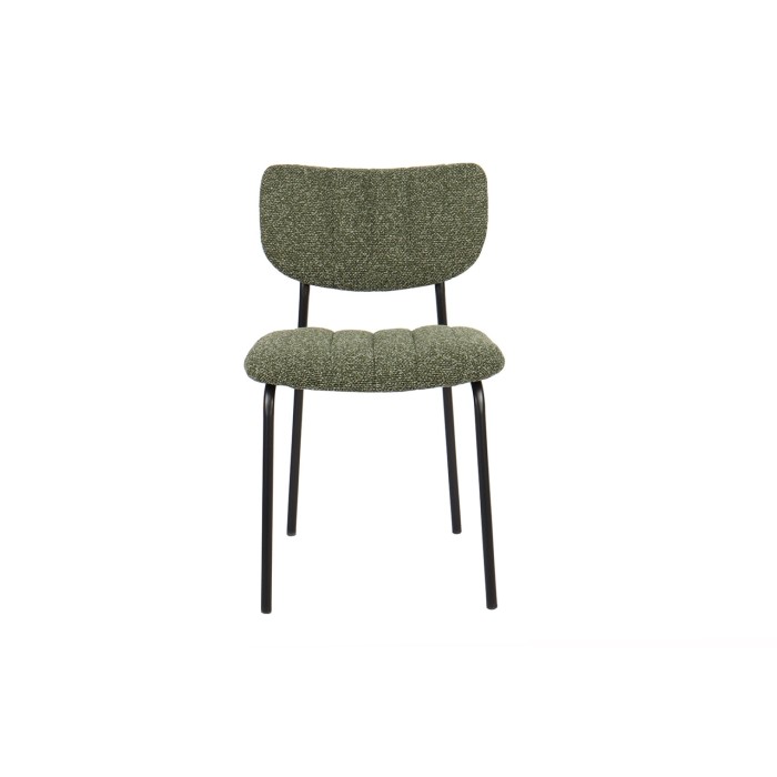 Lot de 2 chaises NORAYA – Tissu vert – Design compact – Pieds métal – Élégance naturelle et moderne 