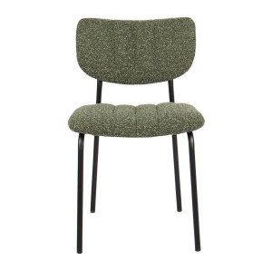 Lot de 2 chaises NORAYA – Tissu vert – Design compact – Pieds métal – Élégance naturelle et moderne 