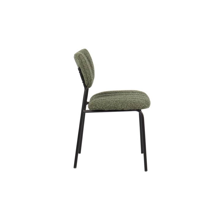 Lot de 2 chaises NORAYA – Tissu vert – Design compact – Pieds métal – Élégance naturelle et moderne 