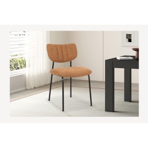 Lot de 2 chaises NORAYA – Tissu orange – Design compact – Pieds métal – Touche colorée et moderne 