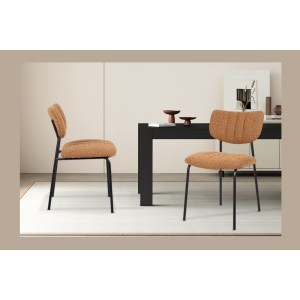Lot de 2 chaises NORAYA – Tissu orange – Design compact – Pieds métal – Touche colorée et moderne 