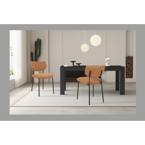 Lot de 2 chaises NORAYA – Tissu orange – Design compact – Pieds métal – Touche colorée et moderne 