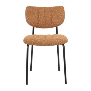 Lot de 2 chaises NORAYA – Tissu orange – Design compact – Pieds métal – Touche colorée et moderne 