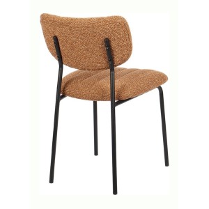 Lot de 2 chaises NORAYA – Tissu orange – Design compact – Pieds métal – Touche colorée et moderne 