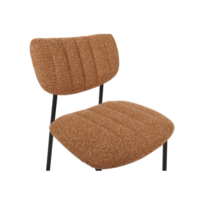 Lot de 2 chaises NORAYA – Tissu orange – Design compact – Pieds métal – Touche colorée et moderne 